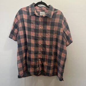 Goodiellow & Co Mens Plaid Button Up Shirt Pink and Blue Size XXL